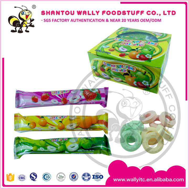 Three Kinds Of Fruity Flavor Dextrose Ring Roll Candy